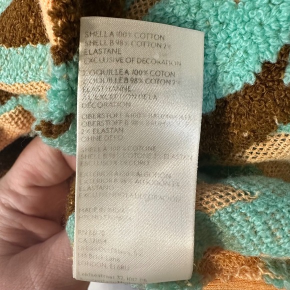 Free People Orange Teal Brown Tufted Embroidered Halter Top Mesh Cotton Blend - Picture 4 of 6